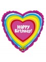 Balão Metalizado Coração Colorido Happy Birthday 21 Polegadas 53cm