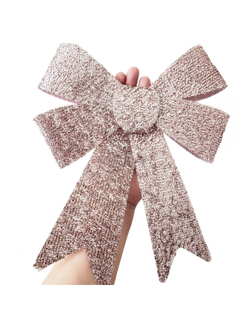 Laço de Natal com Glitter Rose Gold Eva 22x29cm Decoração Natalina