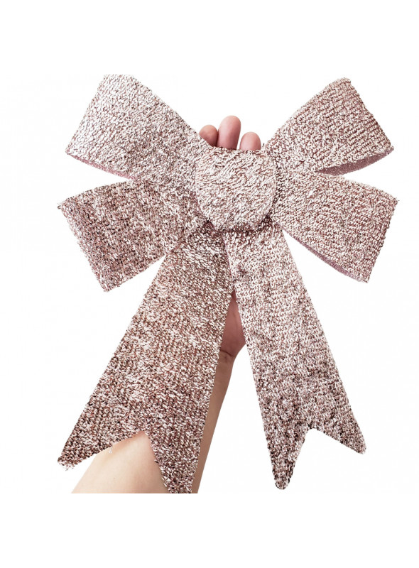 Laço de Natal com Glitter Rose Gold Eva 22x29cm Decoração Natalina