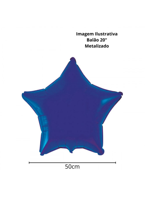 Balão Metalizado Estrela Azul Marinho 20 Polegadas 50cm Flexmetal