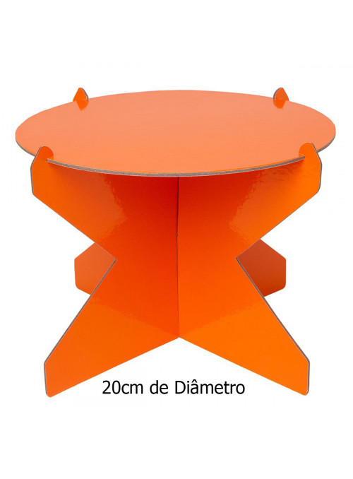 Boleira Desmontável Reutilizável Redonda Laranja Elétrico 20cm Mesa Festa