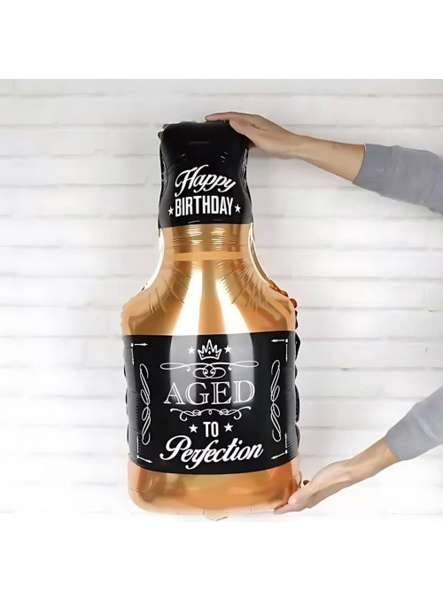 Balão Metalizado Garrafa Whisky Aniversário 75cm Importado Flutua com Gás Hélio