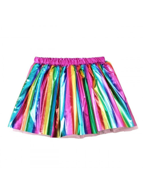 Saia Tutu de Tule Arco Iris Multicolorida 40cm Adulto Fantasia Carnaval