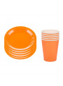 Kit Prato e Copo de Papel Descartáveis de Festa Laranja Silver Festas - 10 unidades de cada