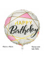 Balão Metalizado Happy Birthday Mármore 18 Polegadas 45cm Ponto das Festas