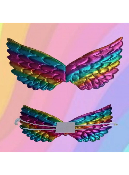 Asa de Anjo Metalizada Colorida Fantasia Carnaval 34x18cm