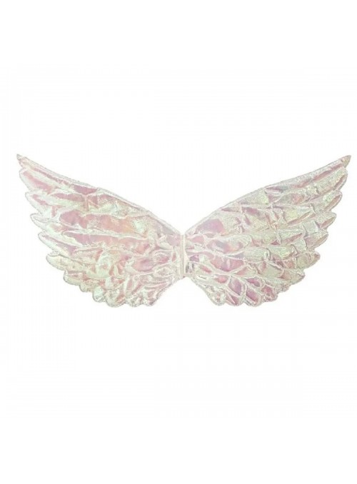 Asa de Anjo Metalizada Branca Fantasia Carnaval 34x18cm