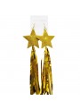Brinco Fitas Metalizadas Estrela Dourada Carnaval 23cm O Par