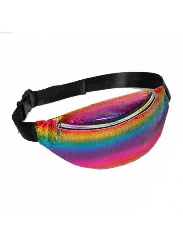 Pochete Arco Íris Metalizada regulável Carnaval Rave Kit Festa