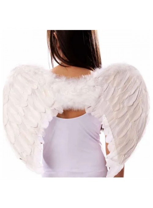 Asa de Anjo Penas Branca Fantasia Carnaval 40x55cm Adereços de Carnaval Fantasia