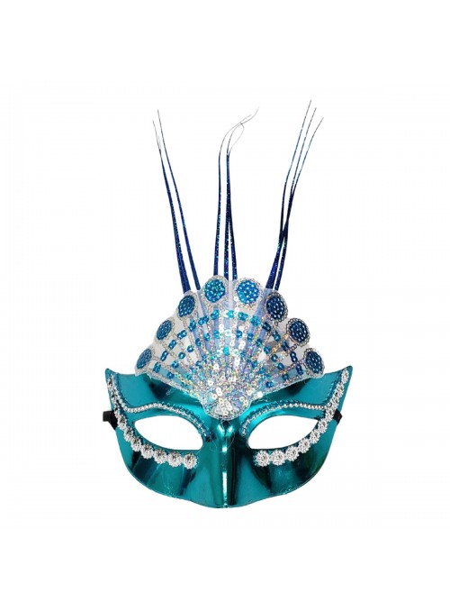Máscara de Festa Decorada Charme Azul Adereços de Carnaval