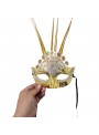 Máscara de Festa Decorada Charme Dourado Adereços de Carnaval