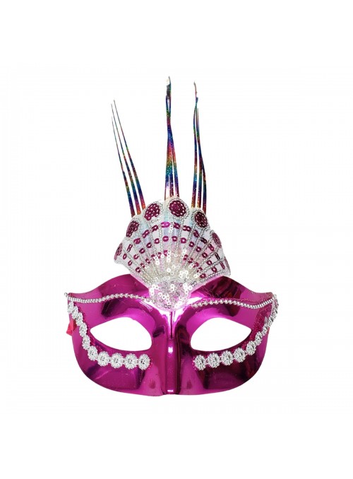 Máscara de Festa Decorada Charme Rosa Pink Adereços de Carnaval