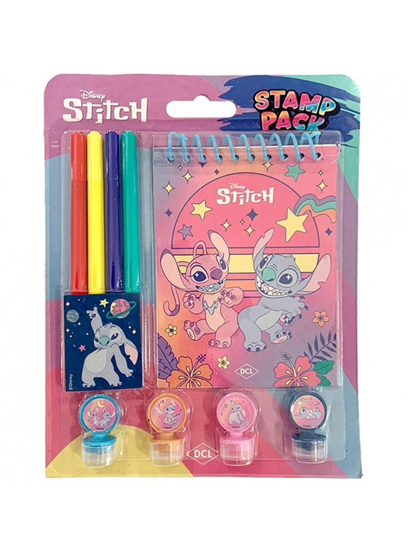 Livro Infantil + Canetinhas + Carimbos Stitch Disney Lembrancinha