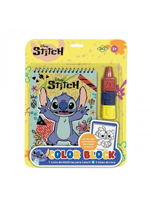 Livro para Colorir Stitch Disney com Giz de Cera Bloco Lembrancinha