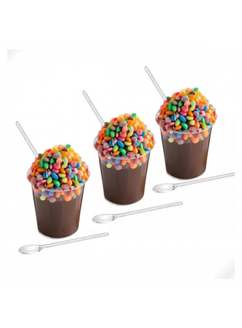 Mini Colher Transparente Cristal para Brigadeiro e Café 100 Unidades