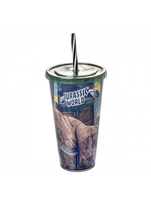 Copo com Canudo Refri Dinossauros Jurassic World 700ml 1 Unidade Lembrancinha