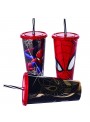 Copo com Canudo Refri Homem Aranha Marvel 700ml 1 Unidade Lembrancinha