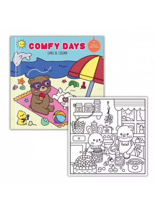 Comfy Days Livro de Colorir Kawaii Bobbie Gods Coloring Book Fofinho