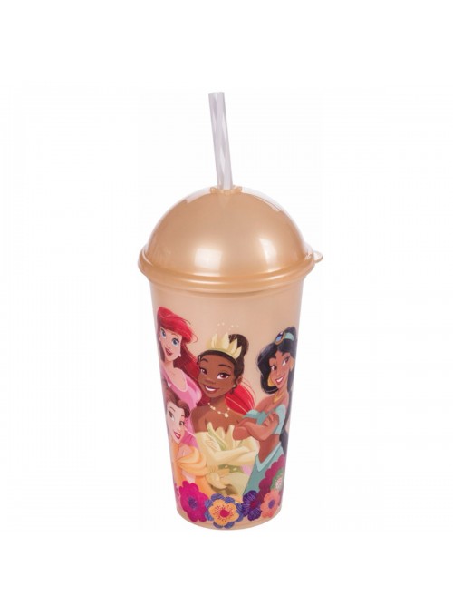 Copo com Canudo Shake Princesas Disney 500ml 1 Unidade Lembrancinha