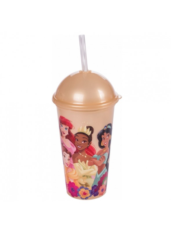 Copo com Canudo Shake Princesas Disney 500ml 1 Unidade Lembrancinha