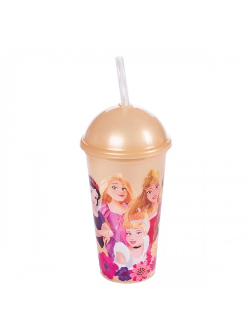 Copo com Canudo Shake Princesas Disney 500ml 1 Unidade Lembrancinha