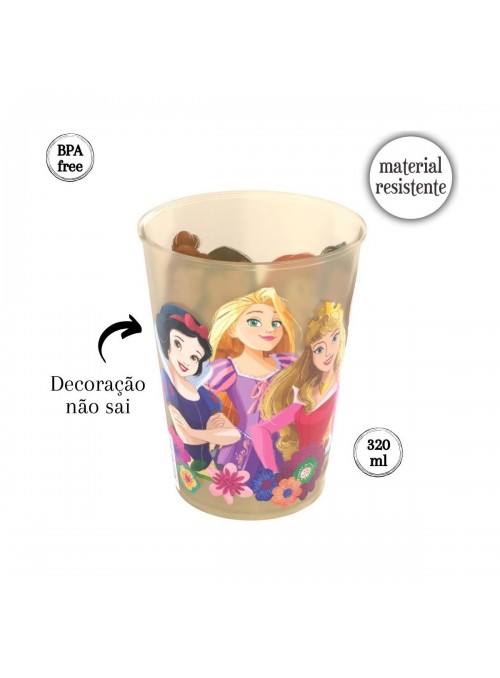 Copo de Plástico Decorado Princesas 320ml 1 Unidade Lembrancinha