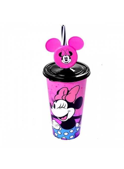 Copo com Canudo Refri Minnie Disney 500ml 1 Unidade Lembrancinha