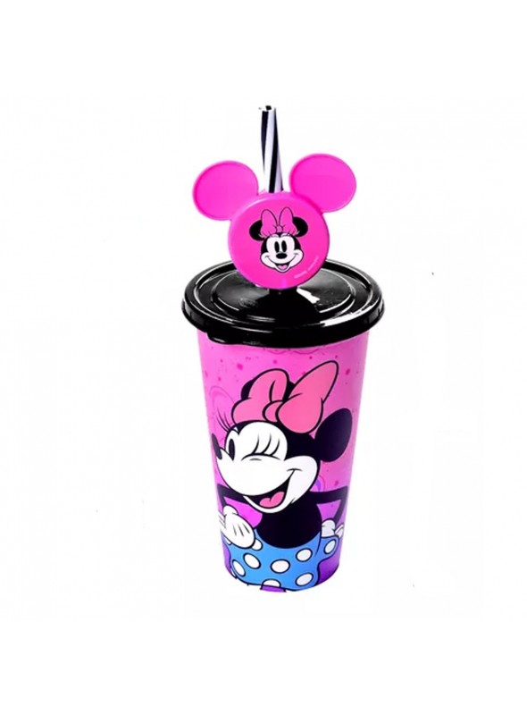 Copo com Canudo Refri Minnie Disney 500ml 1 Unidade Lembrancinha