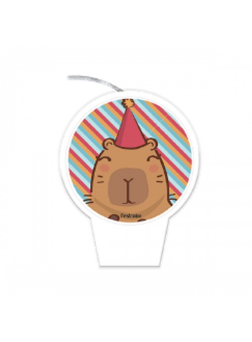 Vela de Aniversário Festa Capivara Fofa Decoração Capivara