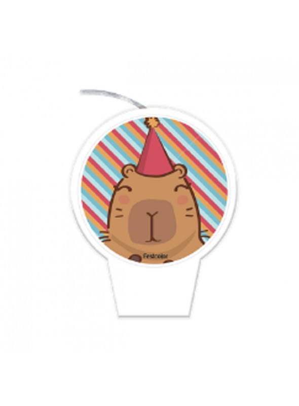 Vela de Aniversário Festa Capivara Fofa Decoração Capivara