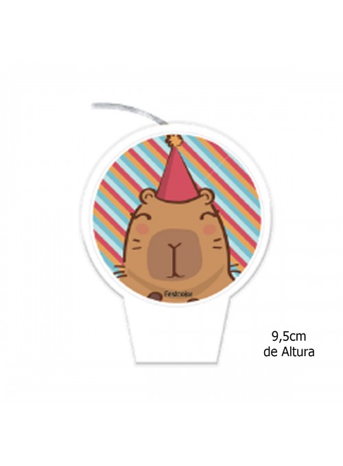 Vela de Aniversário Festa Capivara Fofa Decoração Capivara