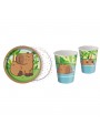 Prato e Copo de Papel Festa Capivara Fofa Kit 8 Pratos e 8 Copos