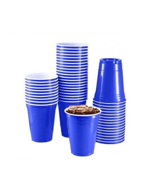 Copo Americano de Plástico Azul 360ml 10 Unidades Descartáveis de Festa
