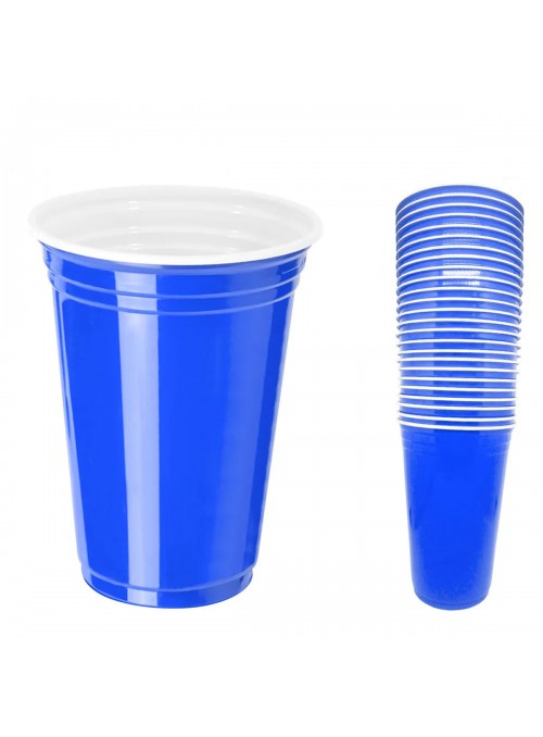 Copo Americano de Plástico Azul 360ml 10 Unidades Descartáveis de Festa