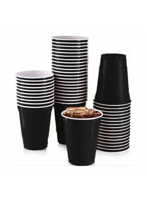 Copo Americano de Plástico Preto 360ml 10 Unidades Descartáveis de Festa
