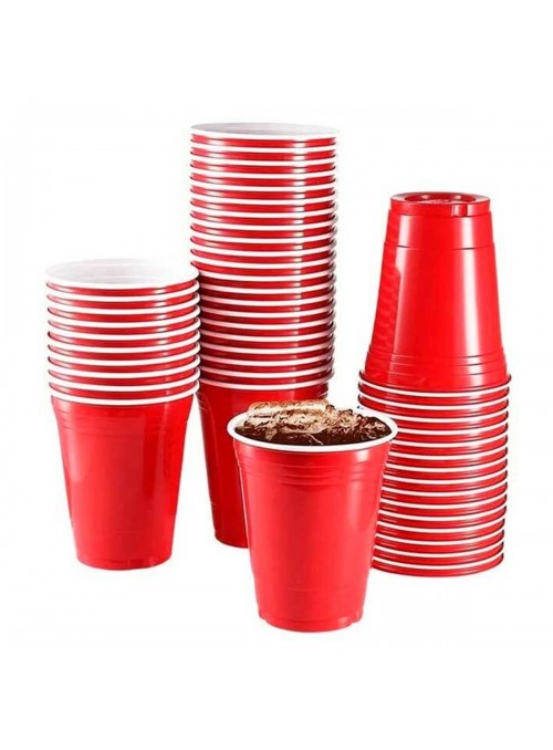 Copo Americano de Plástico Vermelho 360ml 10 Unidades Descartáveis de Festa