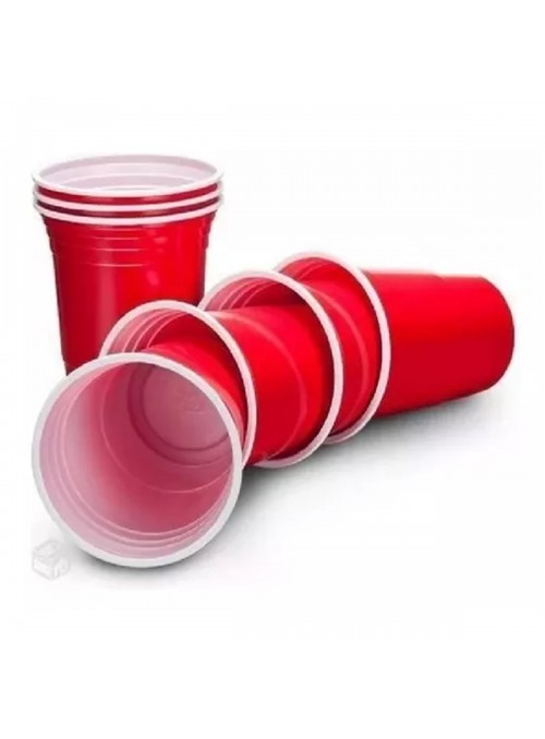 Copo Americano de Plástico Vermelho 360ml 10 Unidades Descartáveis de Festa