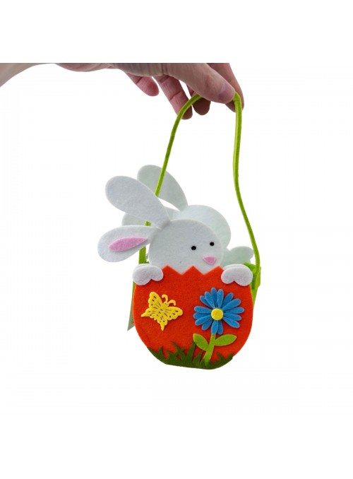 Cestinha Cesta de Páscoa Decorada Feltro Coelho 22cm Decoração