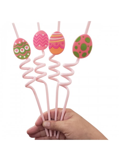 Canudo Divertido Ovo de Páscoa 4 Unidades Decoração de Páscoa