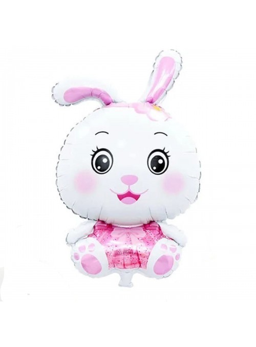 Balão Metalizado Coelho de Páscoa Rosa 83,5cm Flutua com Gás Hélio