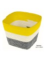 Cesto Duo Quadrado Cinza Branco e Amarelo 12,5 x 10cm Decoração