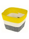 Cesto Duo Quadrado Cinza Branco e Amarelo 12,5 x 10cm Decoração