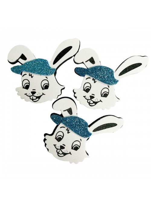 Aplique Coelho Páscoa Azul EVA 3 Unidades Decoração Páscoa