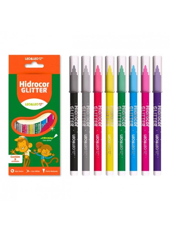 Canetinha Glitter Hidrocor 8 Unidades Papelaria Fofa Lembrancinha