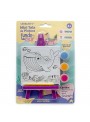 Lembrancinha Kit Mini Tela de Pintura Fundo do Mar 3 Tintas 1 Pincel 1 Cavalete