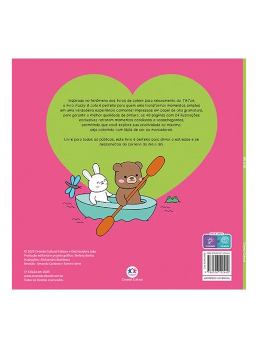 Fuzzy &amp; Cute Livro de Colorir Kawaii Bobbie Gods Coloring Book Fofinho