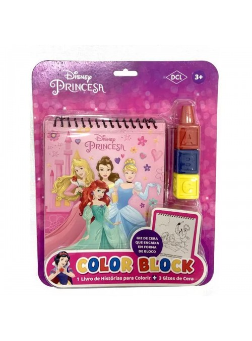 Livro para Colorir Princesa Disney com Giz de Cera Bloco Lembrancinha