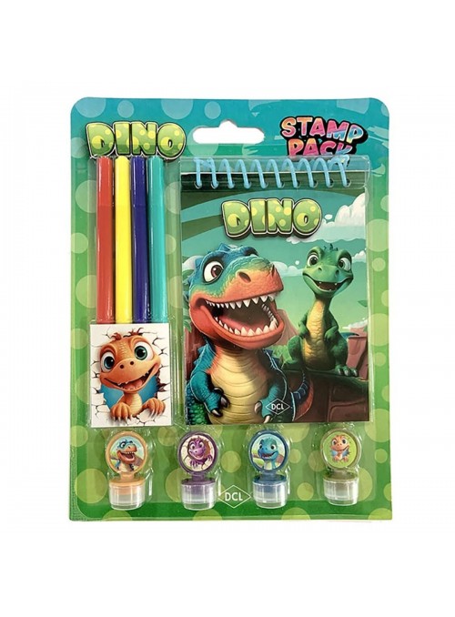 Livro para Colorir Infantil Dinossauro com Canetinhas e Carimbos Lembrancinha