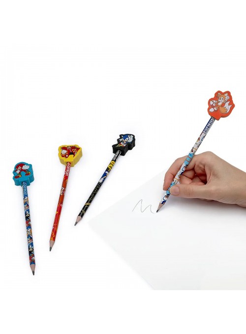 Lapis HB com Borracha na Ponta Sonic Kit com 4 Unidades Papelaria Fofa